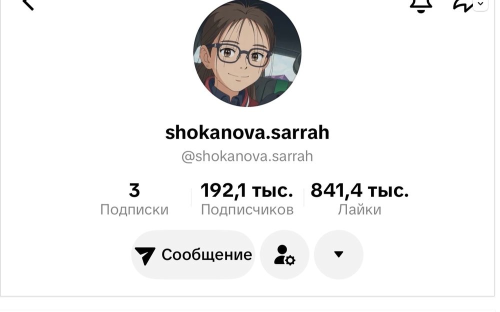 Профиль Сарры в TikTok